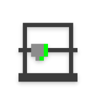 The website's logo. It is a black 3D printer with a extruder moving fast to the right.